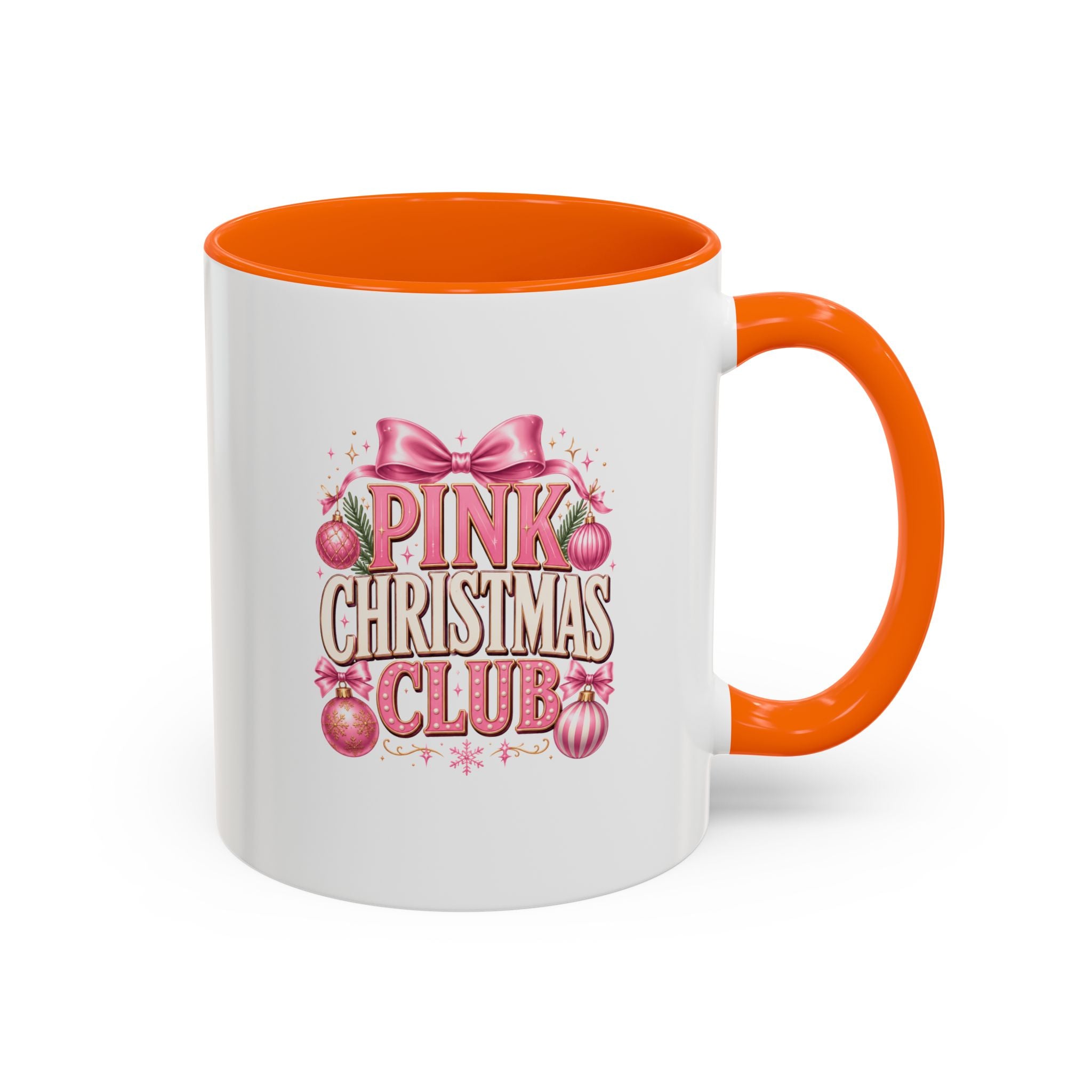 Pink Christmas Club Accent Coffee Mug — Festive Holiday Coffee Cup