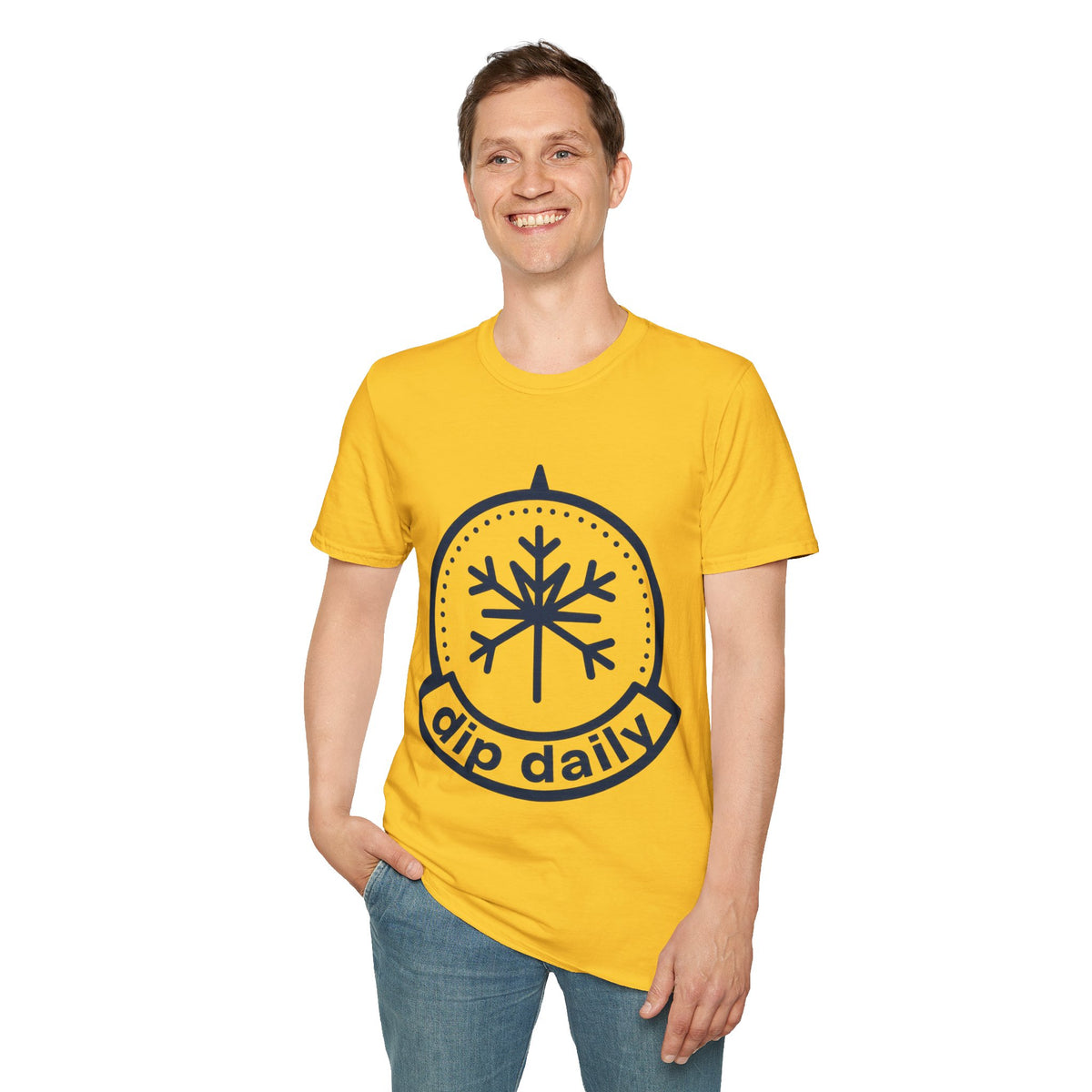 "Dip Daily" Ice Bath Snowflake Graphic Tee - Cold Plunge Wellness White T-Shirt - Trending Now - September 2026