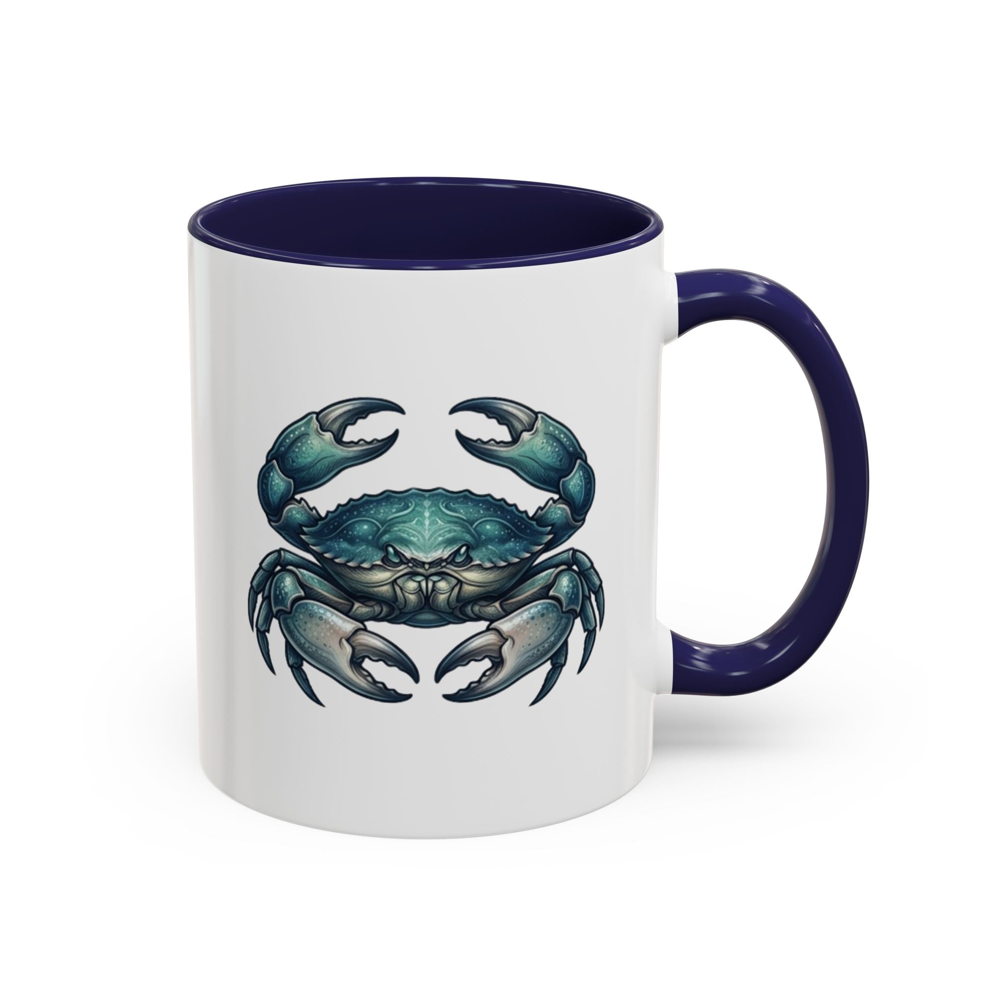 Crab Accent Coffee Mug – Blue Coastal Crab Artwork
