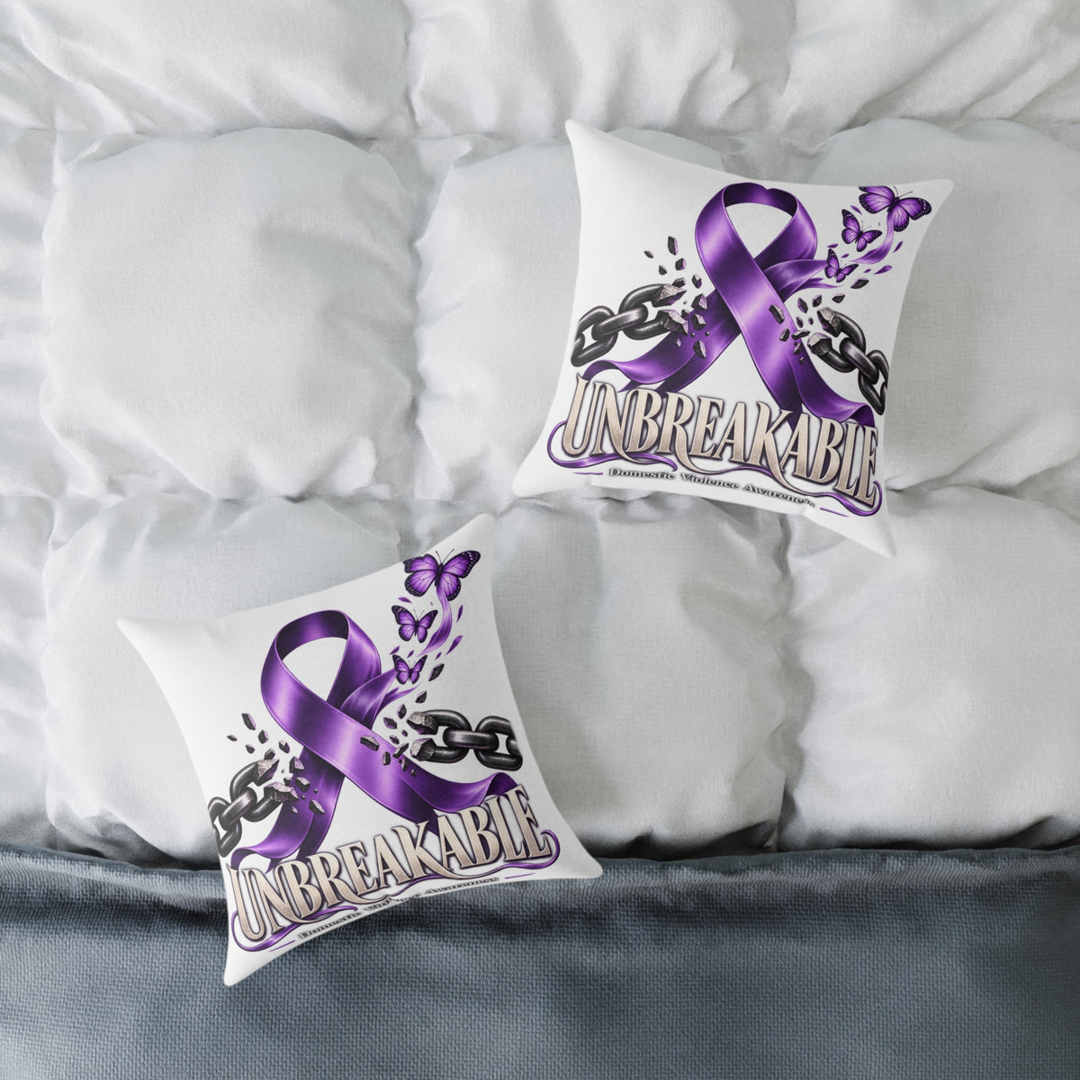 Domestic Violence Unbreakable Purple Ribbon Throw Pillow
