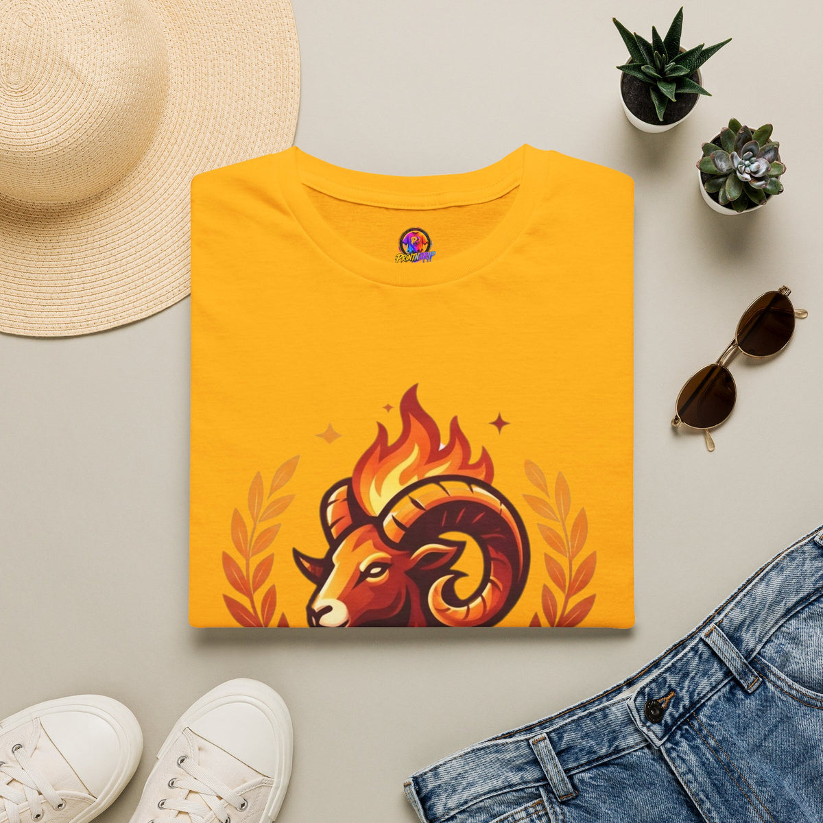 Aries Zodiac T-Shirt — "Born to Lead Not to Follow" Ram Graphic