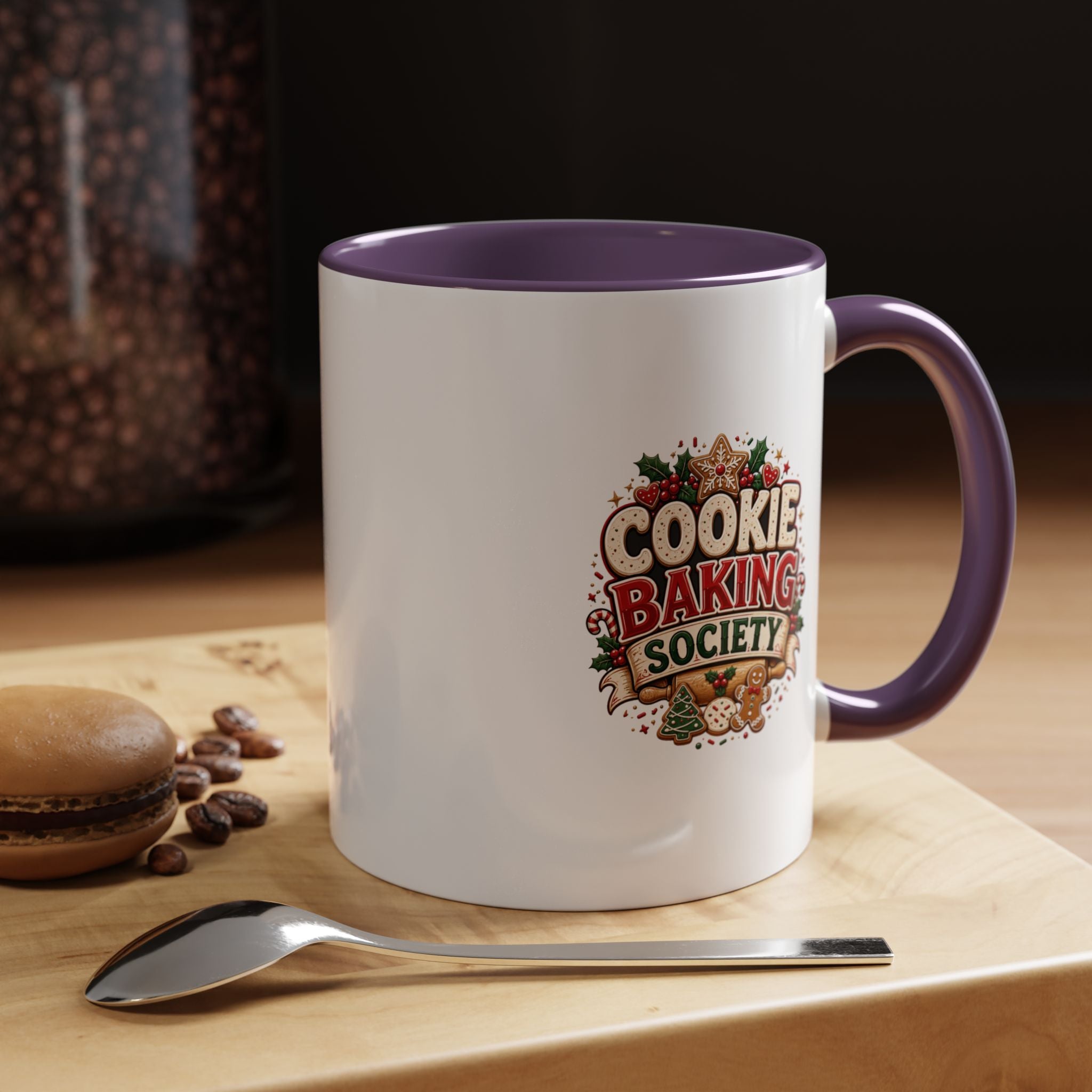 Cookie Baking Society Accent Coffee Mug — Holiday Baking Ceramic Mug