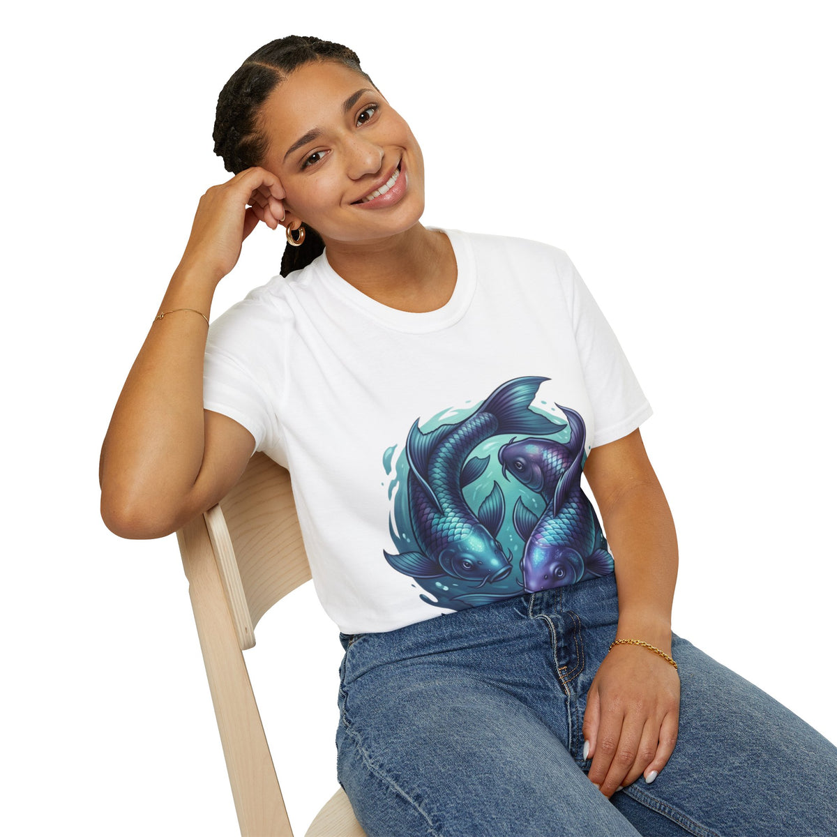 Koi Fish Circle T-Shirt — Artistic Yin Yang Aquatic Tee