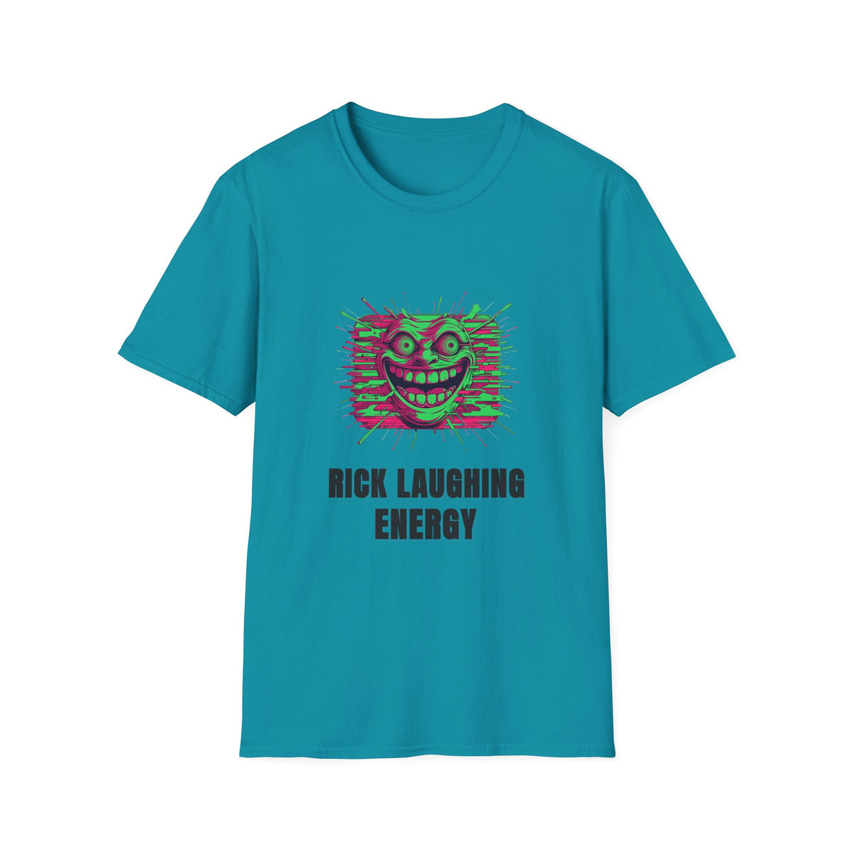 T-Shirt — 'Rick Laughing Energy' Neon Glitch Graphic - Trending Now - August 2026