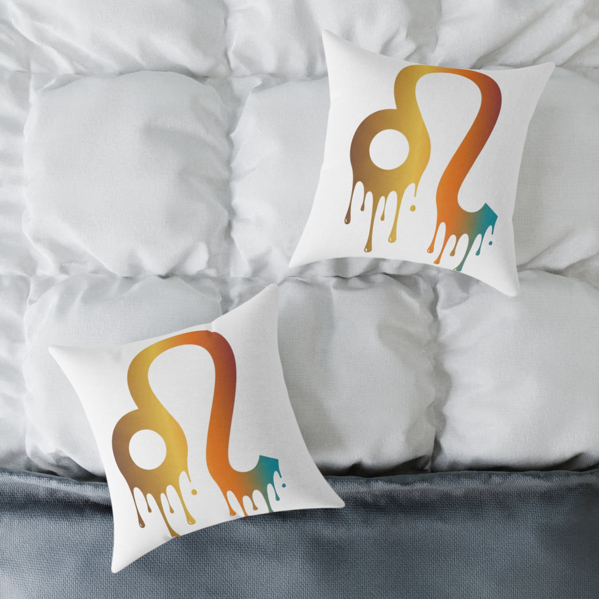 Leo Zodiac Dripping Astrological Square Poly Canvas Pillow