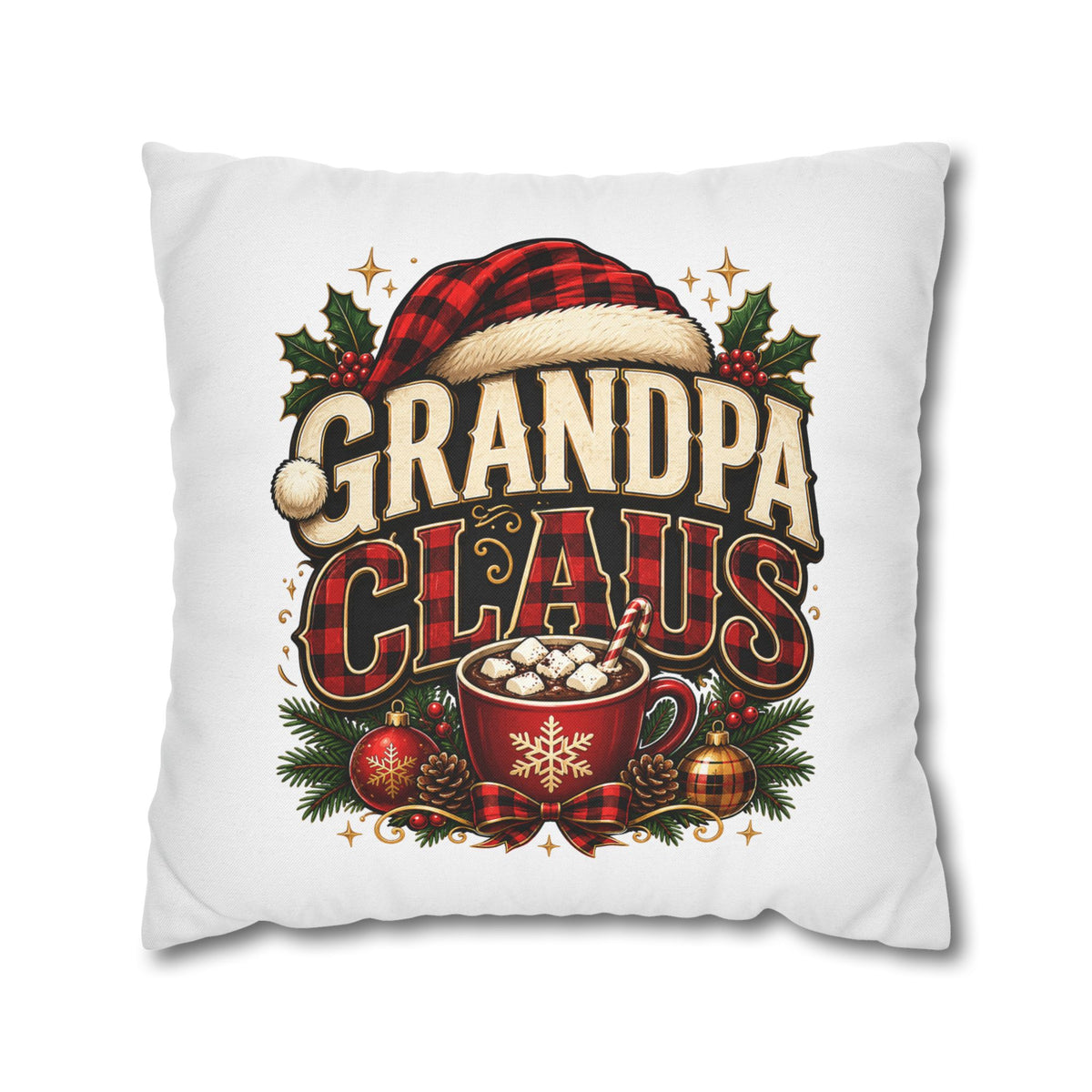 Christmas Grandpa Claus Holiday Pillowcase – Festive Christmas Throw Pillow Cover