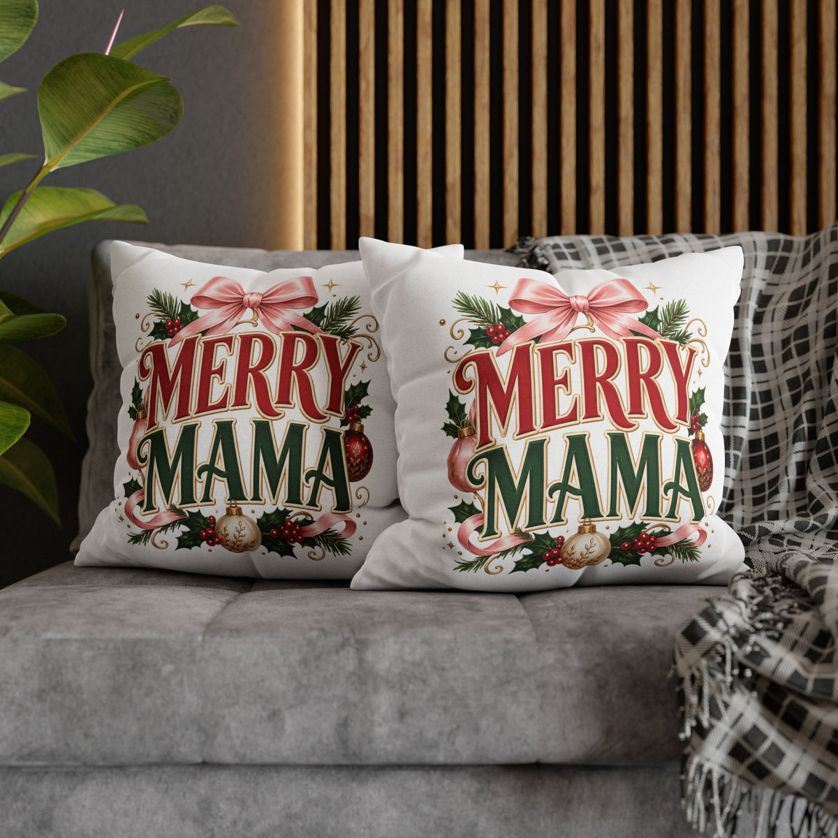 Merry Mama Christmas Pillowcase — Festive Holiday Decorative Pillow Cover