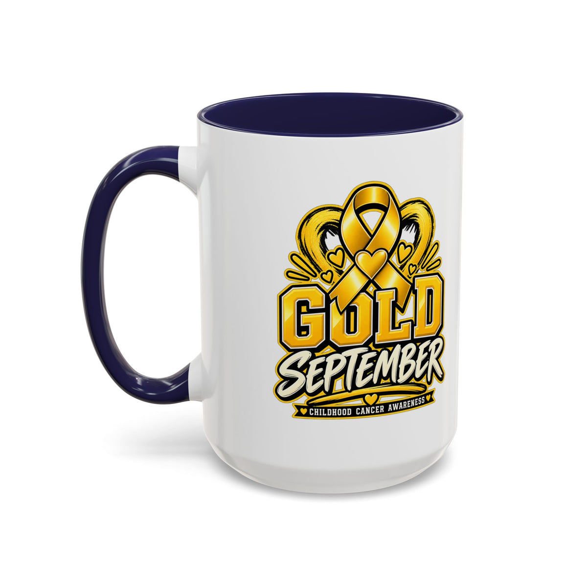Gold September Coffee Mug — Childhood Cancer Awareness Accent Mug (11/15oz)
