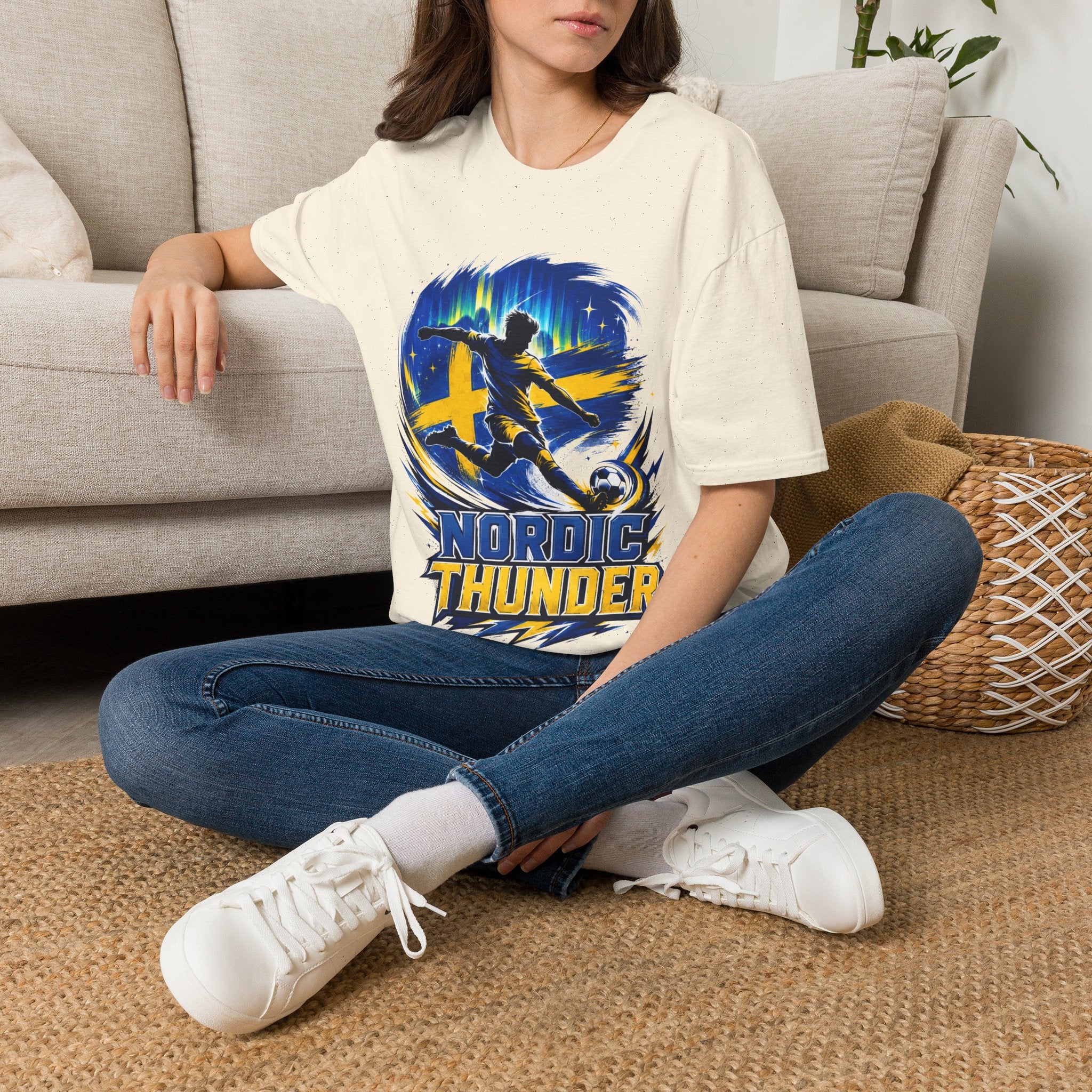 Sweden Nordic Thunder Soccer T-Shirt — Sweden Football Fan Tee
