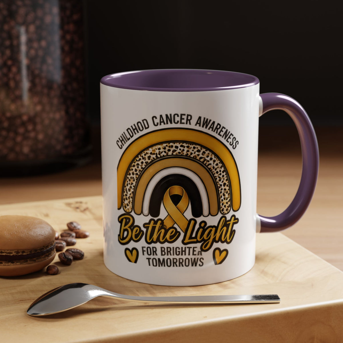 Childhood Cancer Awareness Accent Coffee Mug — "Be the Light" 11/15oz