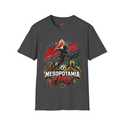 Iraq Mesopotamia Fire Soccer T-Shirt — Vintage Football Player Graphic Tee