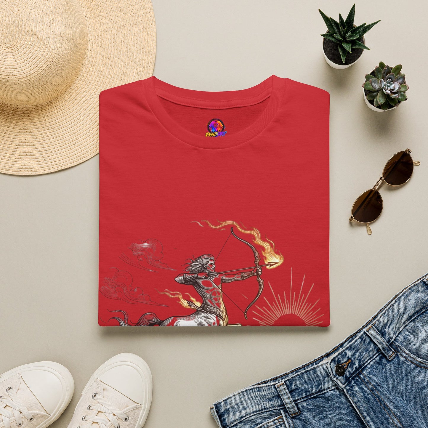 Centaur Archer T-Shirt — Mythical Archer Graphic Tee (Flaming Bow)