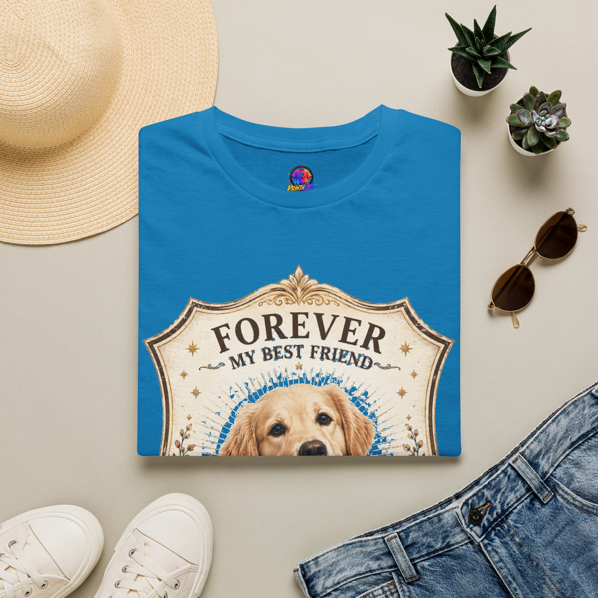 Dog Memorial T-Shirt — "Forever My Best Friend" Personalized Golden Retriever Tribute