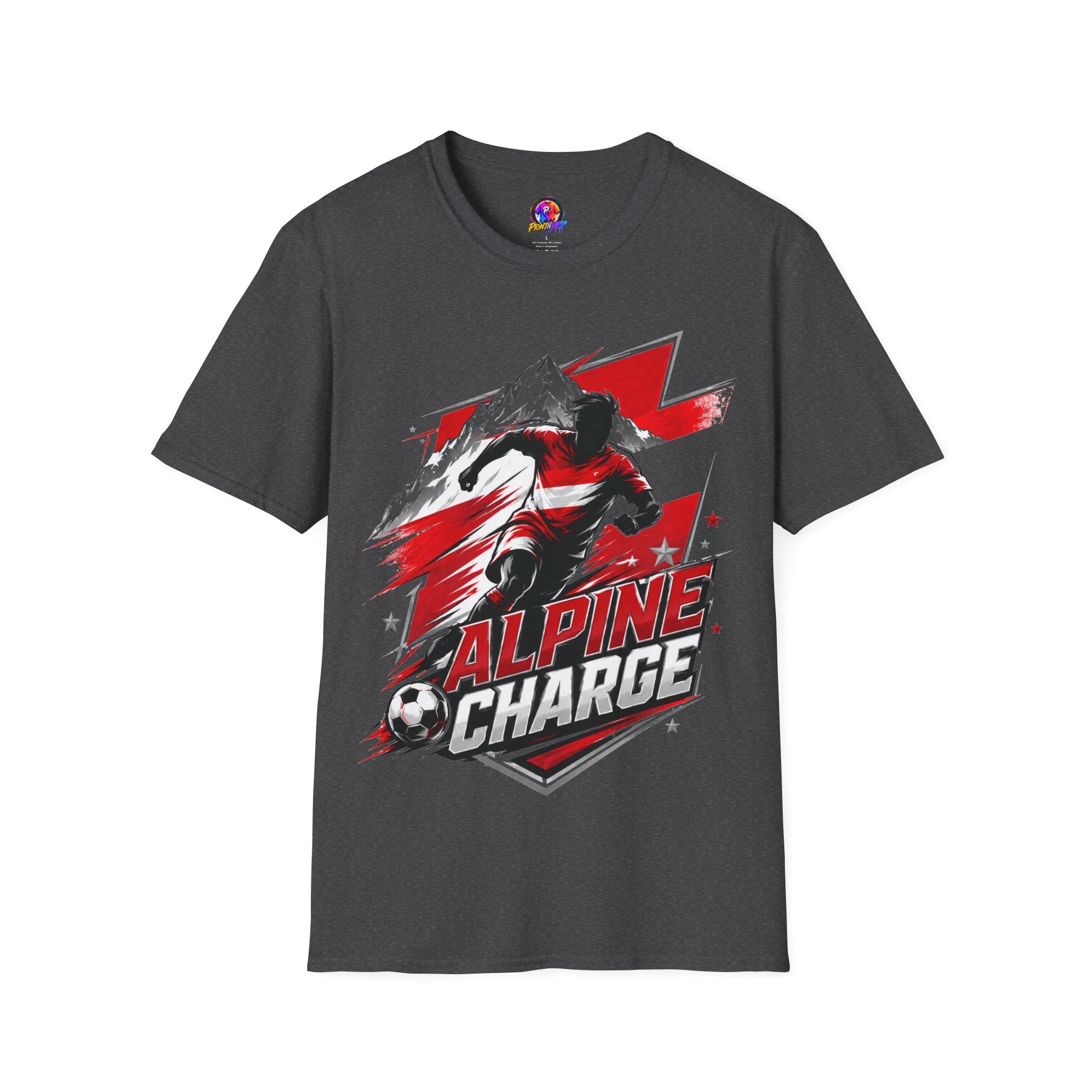 Austria  Alpine Charge Soccer T-Shirt — Mountain Football Graphic Tee -