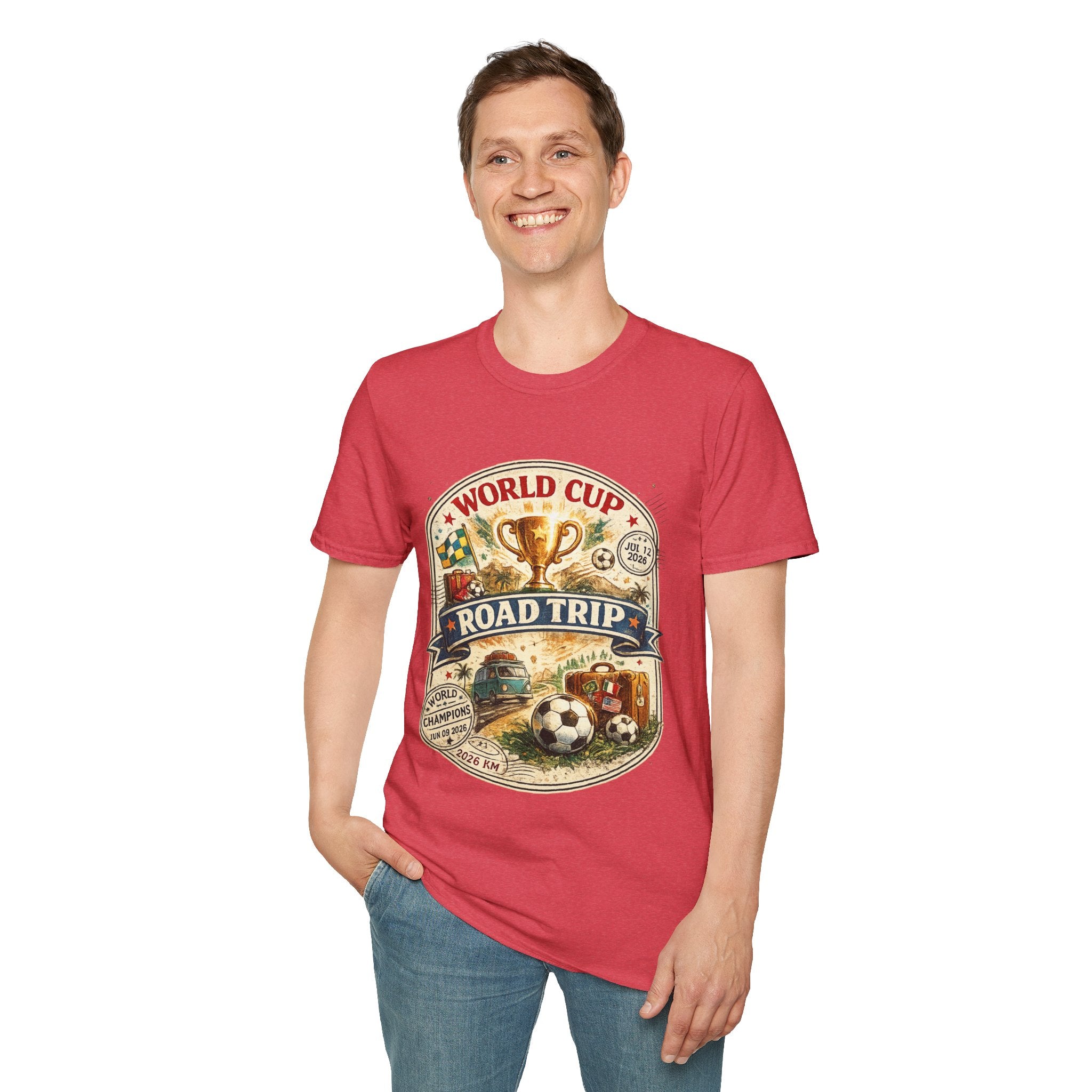 World Cup Road Trip T-Shirt — Vintage Soccer Trophy Design