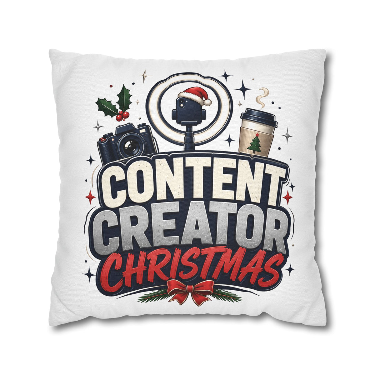 Content Creator Christmas Pillowcase Modern Day Christmas  — Holiday Social Media Creator Gift