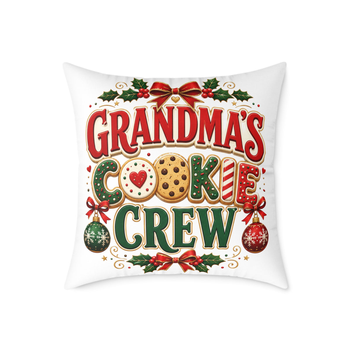 Christmas Grandma’s Cookie Crew Throw Pillow — Christmas Holiday Decorative Pillow