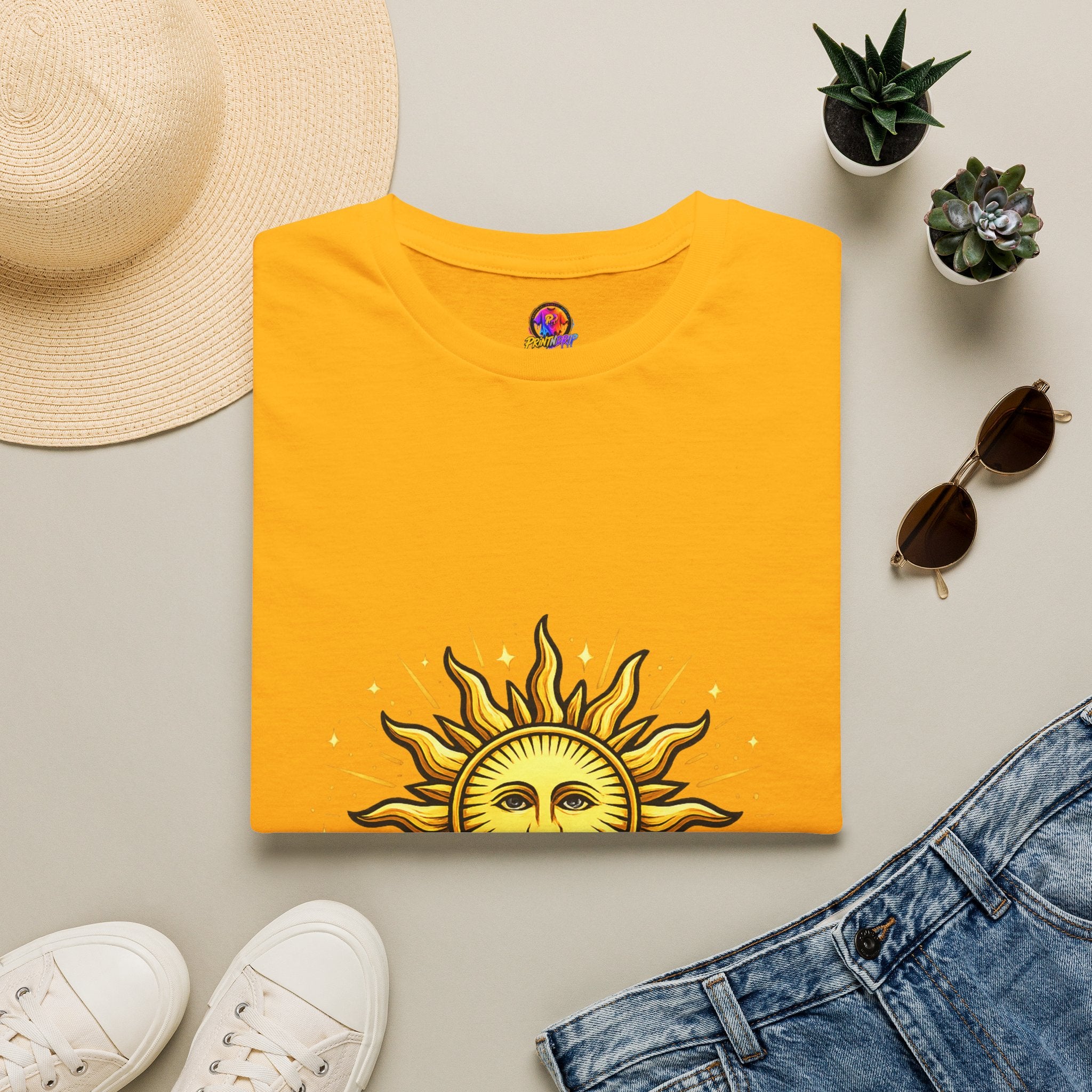 Argentina Sun Face Soccer T-Shirt — Retro Celestial Football Tee