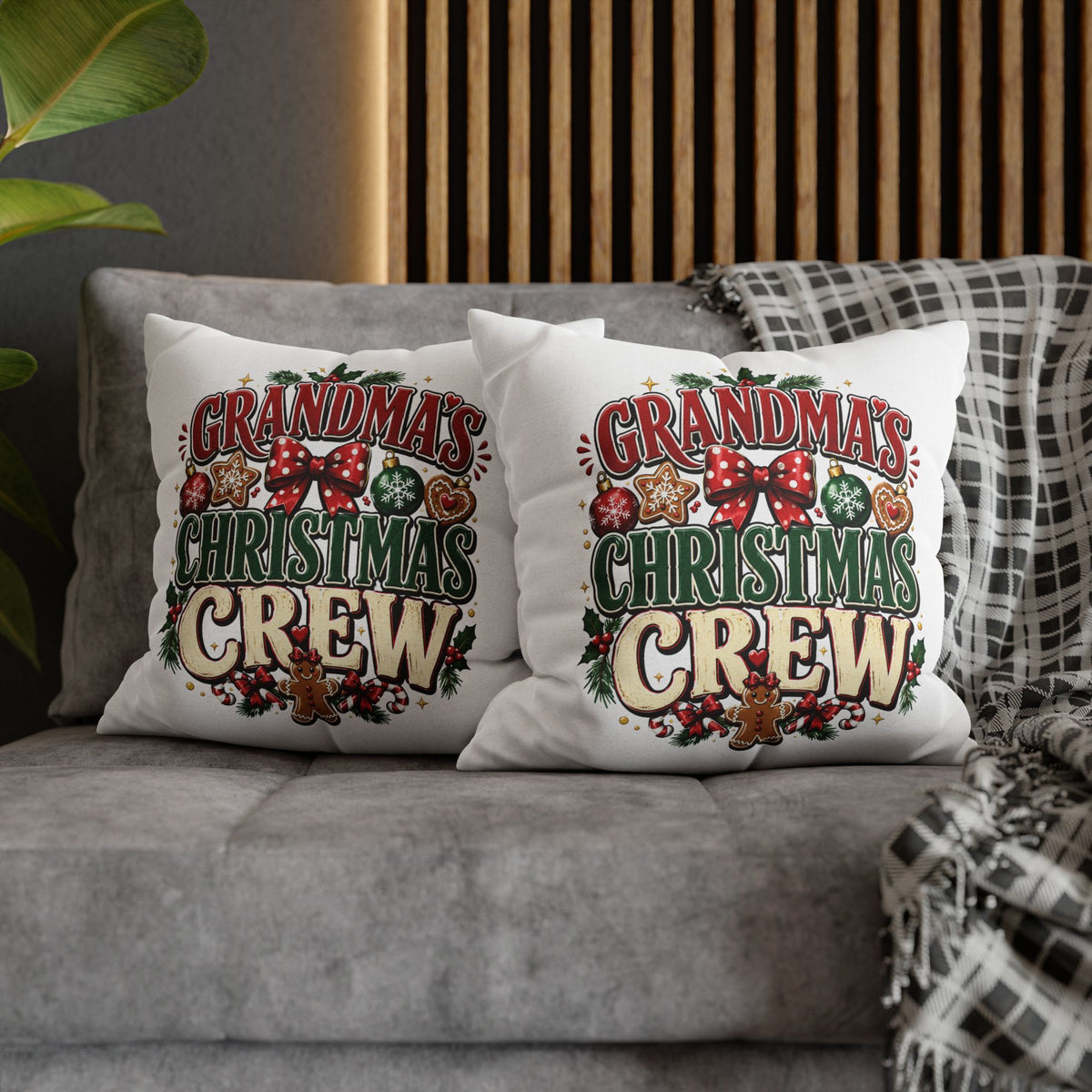 Grandma's Christmas Crew Holiday Pillowcase — Festive Family Decor