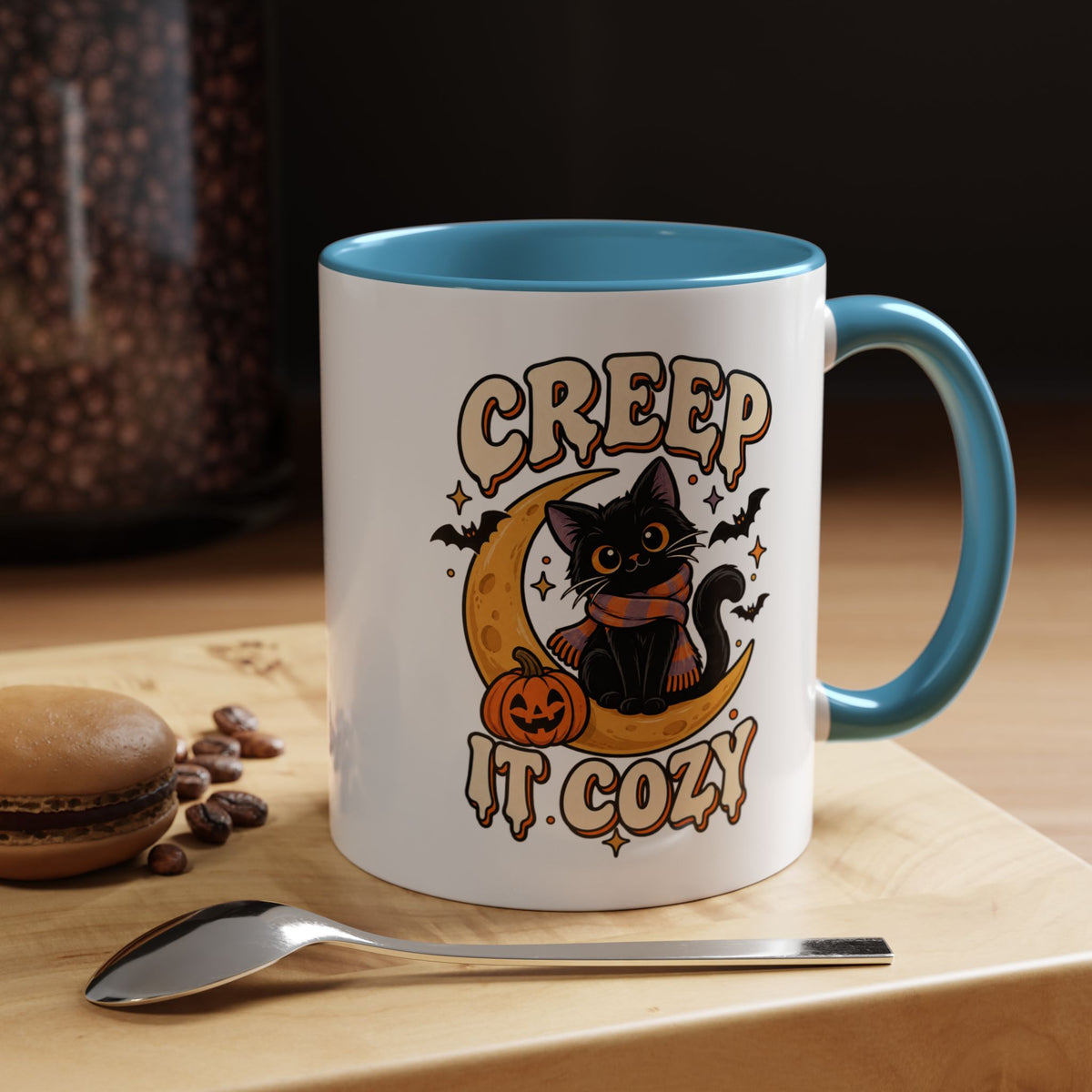 Creepy It Cozy Black Cat Halloween Accent Coffee Mug (11/15oz)