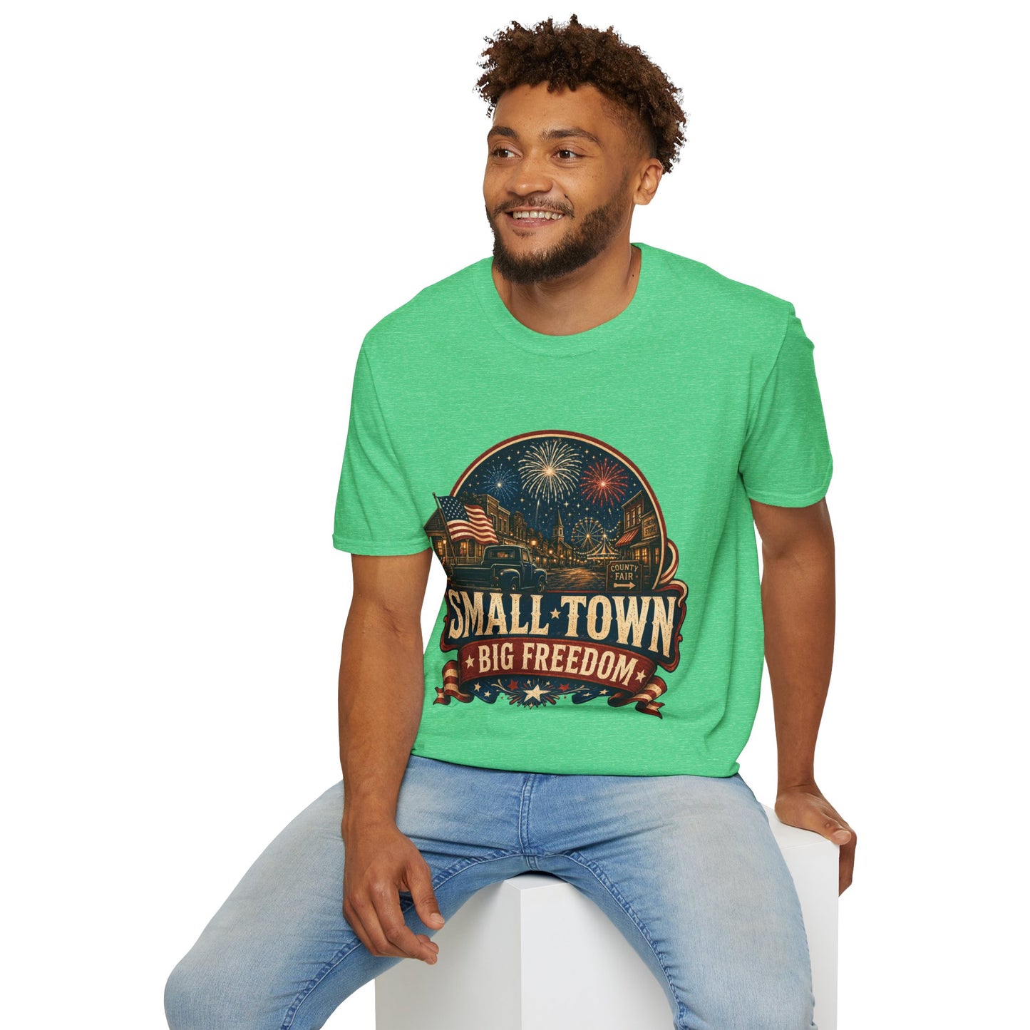 Small Town Big Freedom T-Shirt — Patriotic 4th of July Fireworks Tee