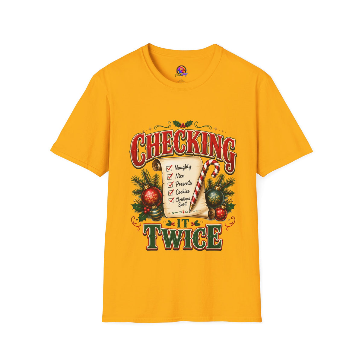 Checking It Twice Christmas T-Shirt — Naughty or Nice Holiday Tee