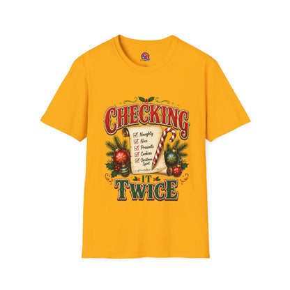 Checking It Twice Christmas T-Shirt — Naughty or Nice Holiday Tee