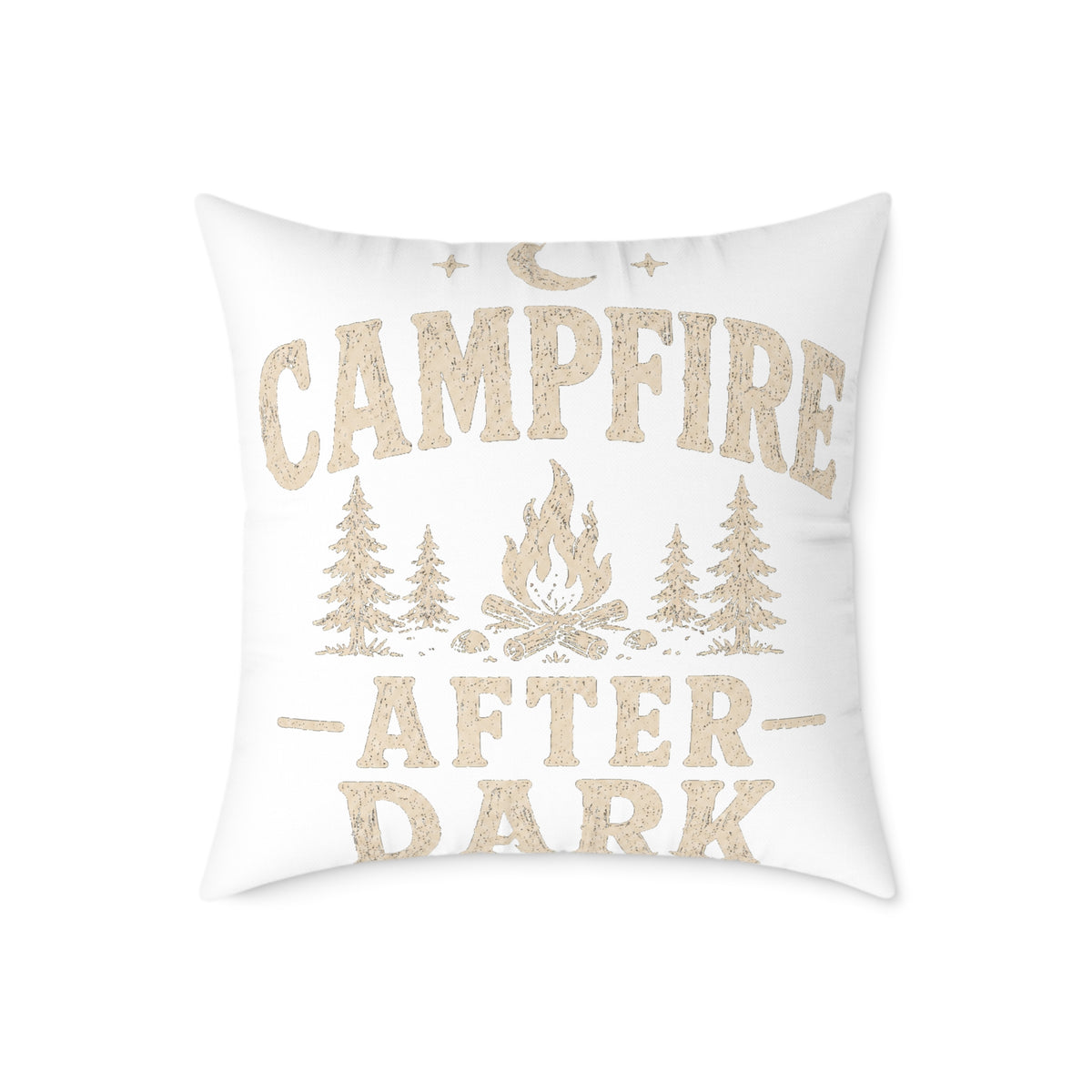 Campfire After Dark Square Pillow Milo Bailey Dog Dad Mom– Rustic Outdoor Cabin Decor