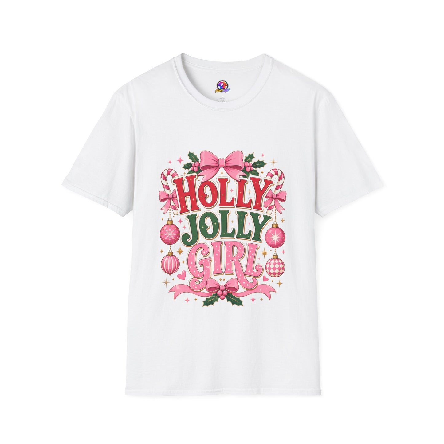 Holly Jolly Girl T-Shirt — Pink Holiday Graphic Tee