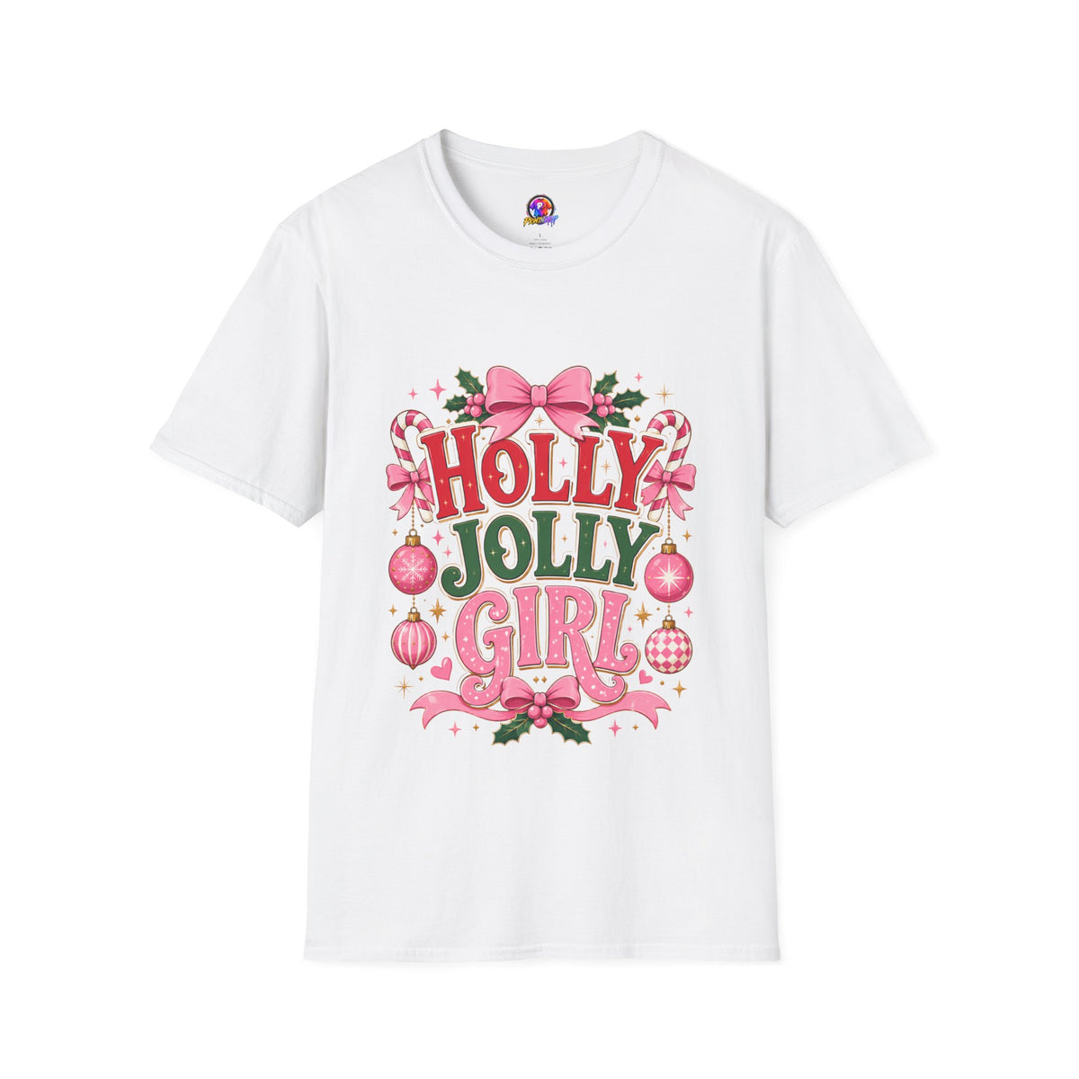 Holly Jolly Girl T-Shirt — Pink Holiday Graphic Tee