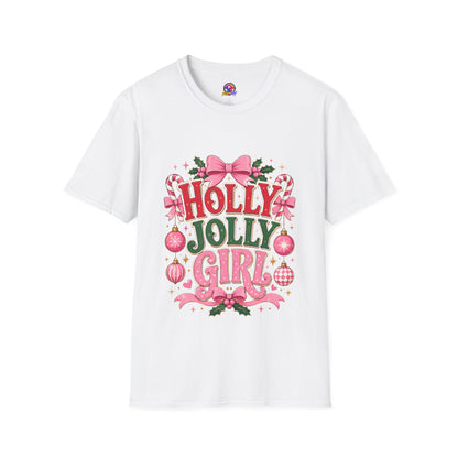 Holly Jolly Girl T-Shirt — Pink Holiday Graphic Tee