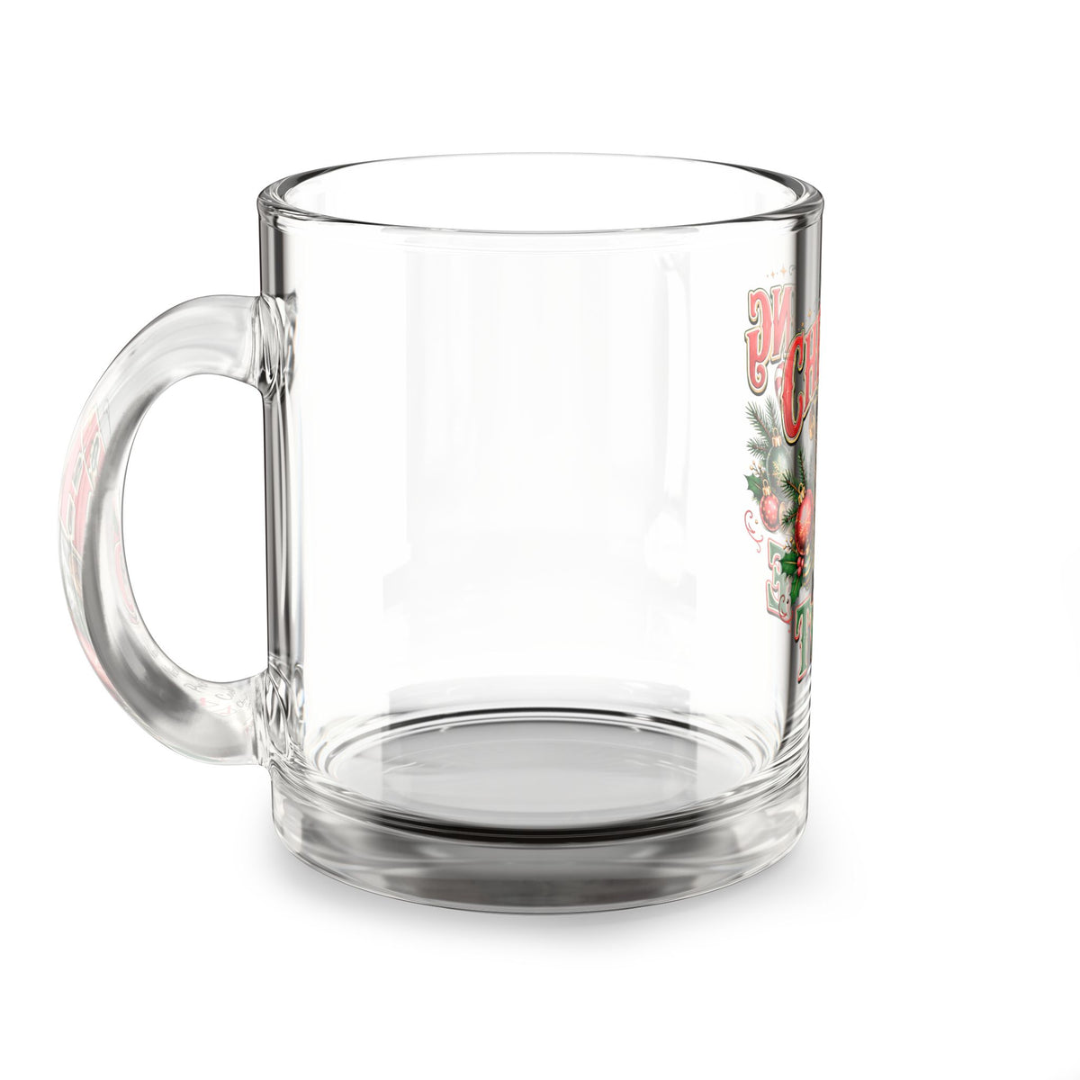 Christmas Glass Mug 10 oz Checking Twice Glass Mug — Christmas Holiday Coffee Cup (10 oz)
