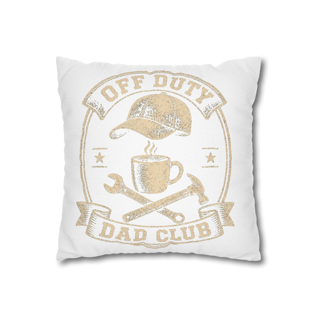 Off Duty Dad Club Decorative Pillowcase — Coffee & Wrench Vintage Design Milo Bailey Dog Dad Mom