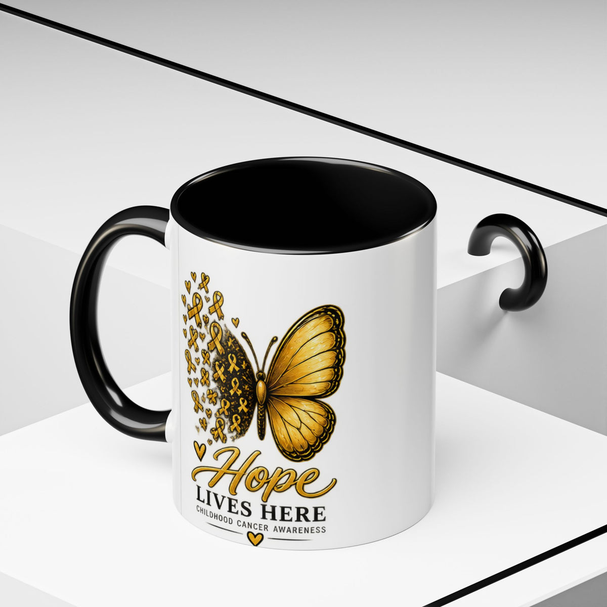 Hope Lives Here Childhood Cancer Awareness Accent Coffee Mug