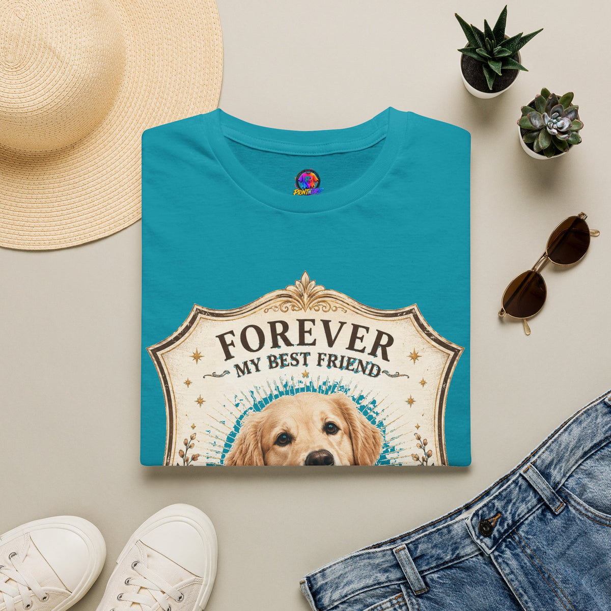 Dog Memorial T-Shirt — "Forever My Best Friend" Personalized Golden Retriever Tribute