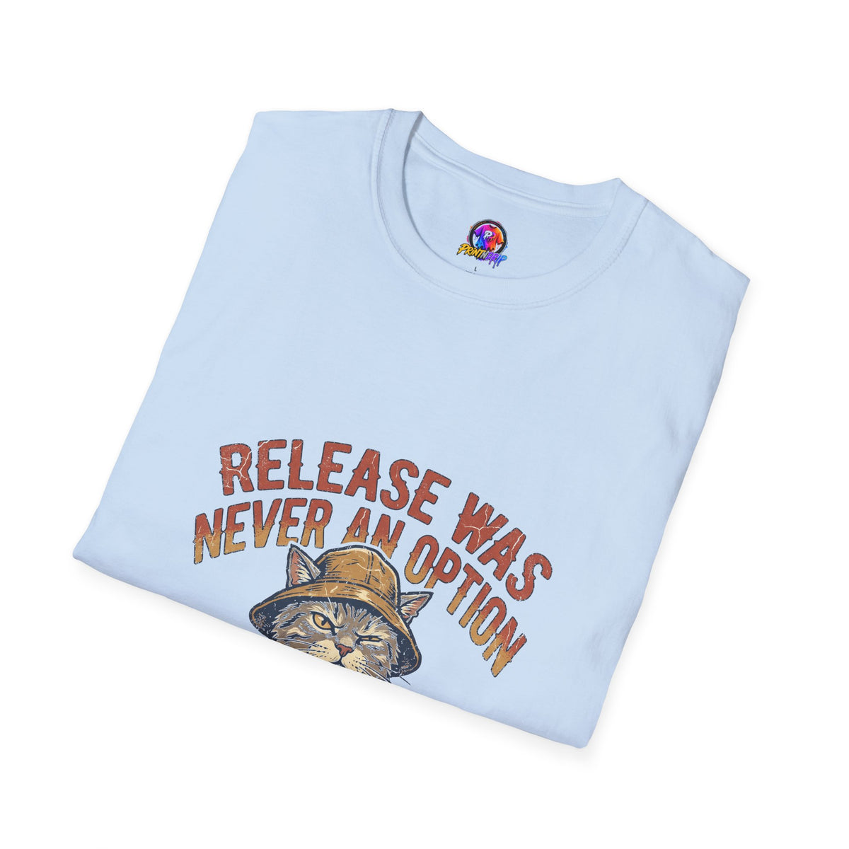 Funny And Witty Fishing Cat T-Shirt – "Release Was Never An Option" Vintage Angler Tee