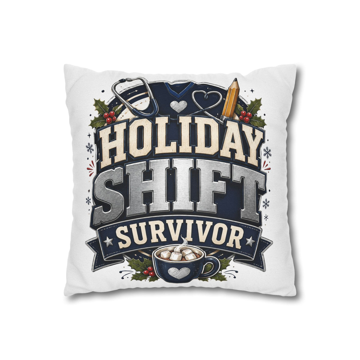 Holiday Shift Survivor Pillowcase Modern Day Christmas  — Nurse & Healthcare Worker Christmas Gift