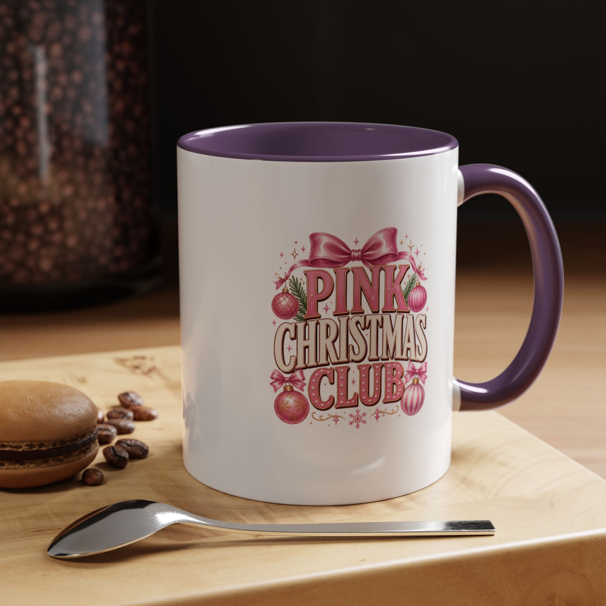 Pink Christmas Club Accent Coffee Mug — Festive Holiday Coffee Cup