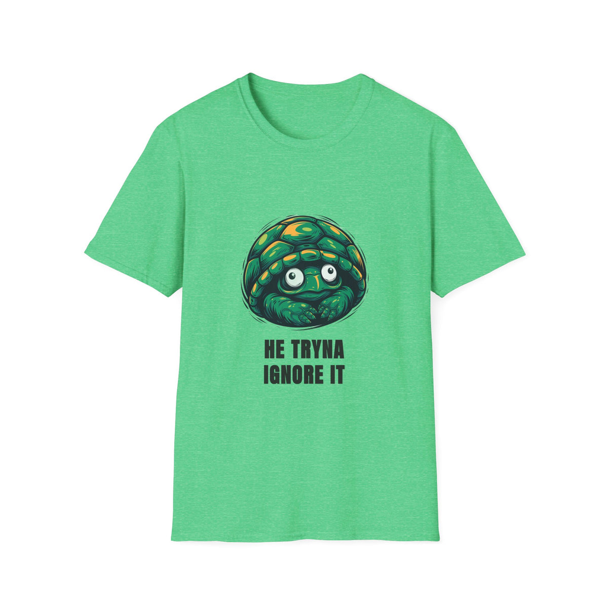 Turtle Peeking T‑Shirt — "He Tryna Ignore It" Cute Cartoon Tee - Trending Now - August 2026