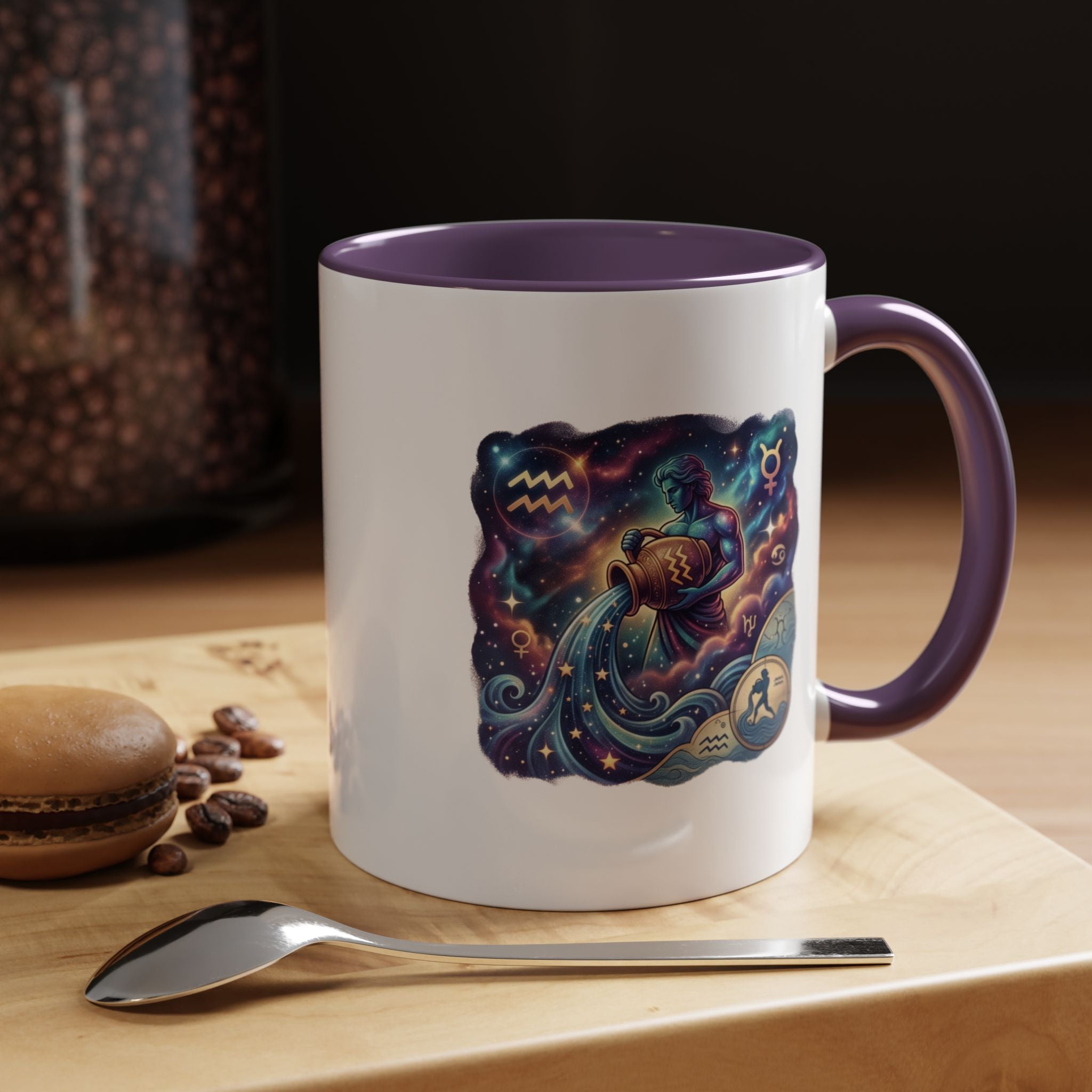 Aquarius Zodiac Coffee Mug — Celestial Water Bearer Accent Mug