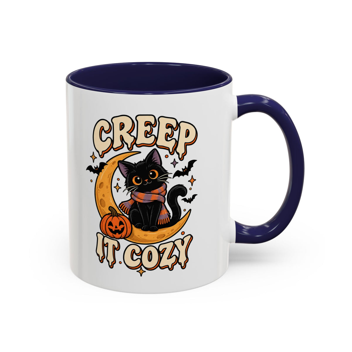 Creepy It Cozy Black Cat Halloween Accent Coffee Mug (11/15oz)