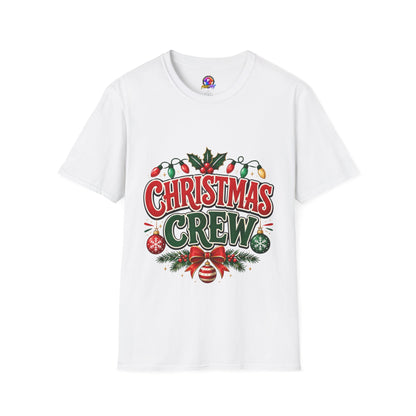 Christmas Crew T-Shirt — Festive Holiday Graphic Tee with Lights & Holly