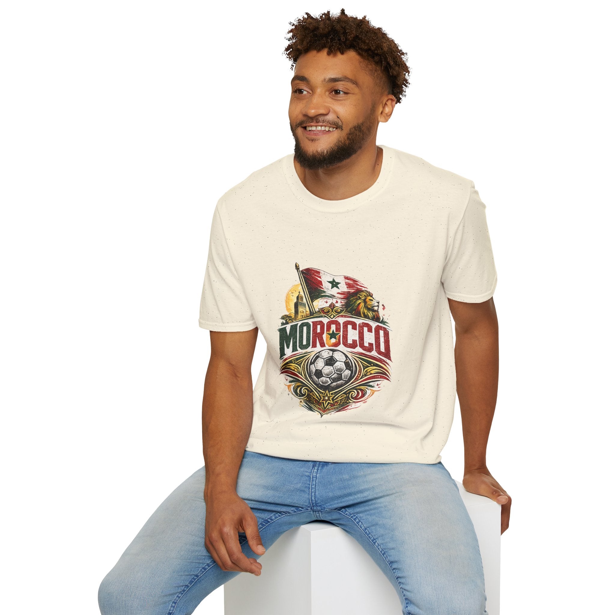 Morocco Soccer T-Shirt — Vintage Flag & Lion Football Tee
