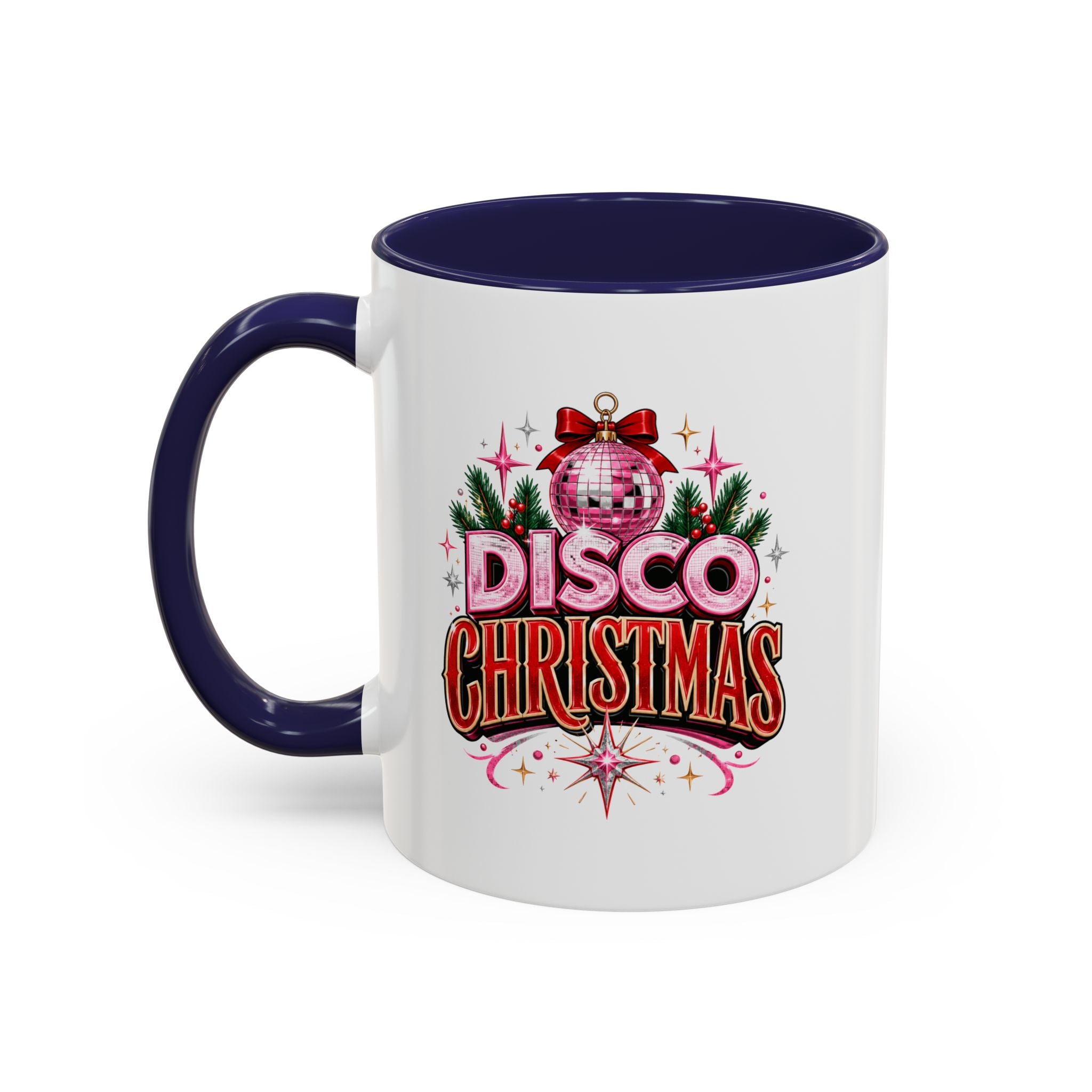 Disco Christmas Coffee Mug — Retro Holiday Disco Ball Christmas Tree Accent Mug