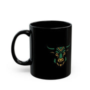 Taurus  Geometric Bull Black Coffee Mug – Modern Minimalist Taurus Gift