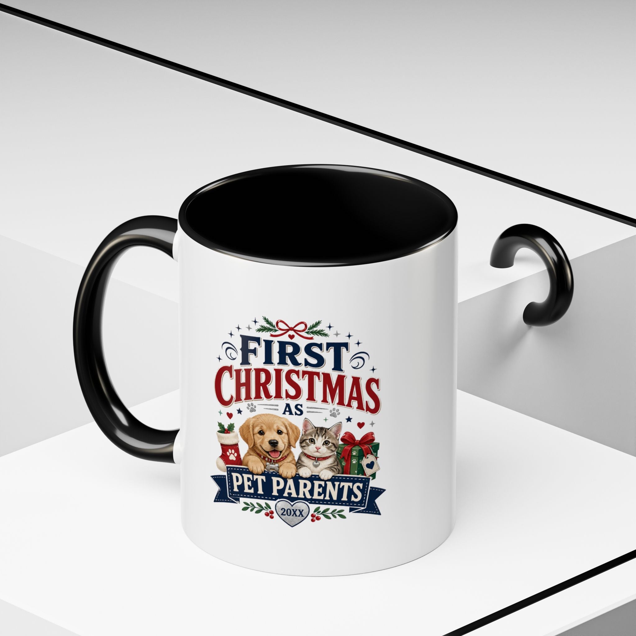 Christmas First Christmas as Pet Parents Coffee Mug — Cute Dog & Cat Holiday Gift