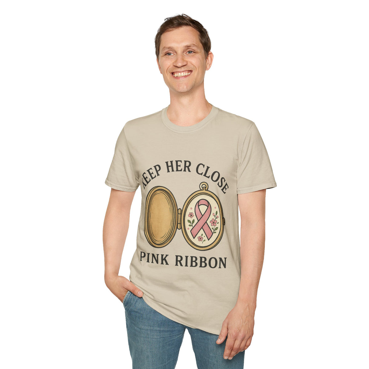 Keep Her Close Pink Ribbon Vintage Locket Graphic Tee - Trending Now - September 2026