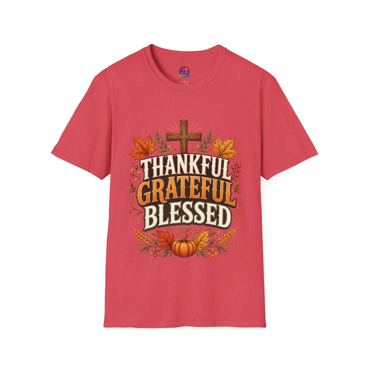 Thanksgiving T-Shirt Thankful Grateful Blessed T-Shirt — Fall Thanksgiving Christian Tee