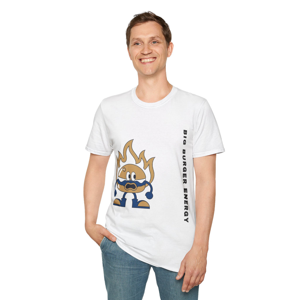 Burger Mascot T‑Shirt — ‘Big Burger’ Flame Character Graphic Tee - Trending Now - September 2026