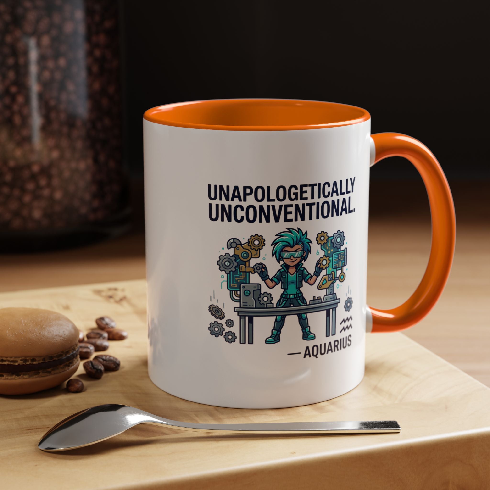 Aquarius Coffee Mug - "Unapologetically Unconventional" Zodiac Accent Mug 11oz